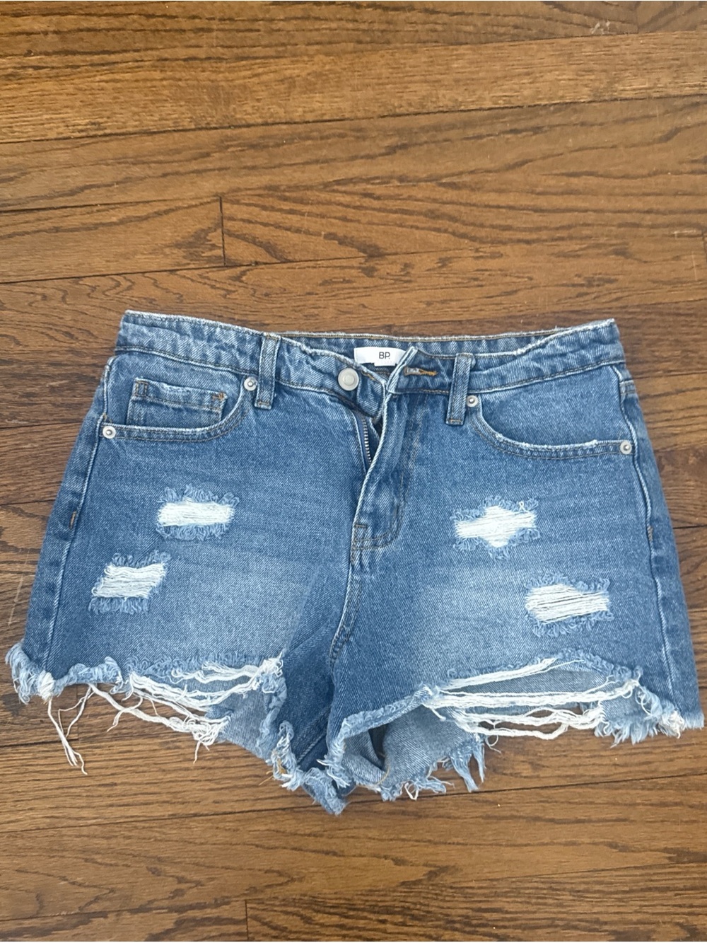 bp Medium Blue Distressed Denim Cutoff Shorts